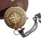 Brass Pocket Compass with Leather Case Quote